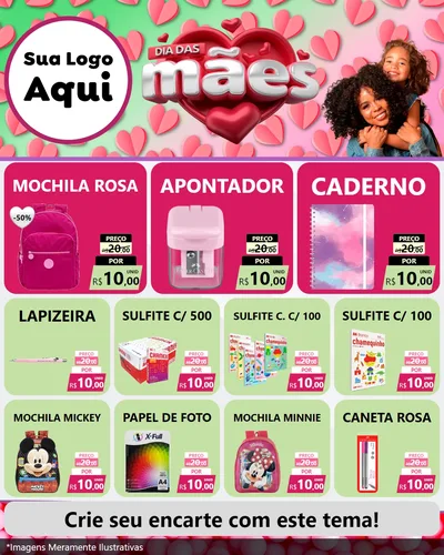 Modelo de Rede Social para Feed Instagram com o tema Dia das Mães para Papelaria