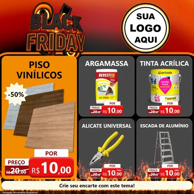 Modelo de Rede Social para Feed Facebook com o tema Black Friday para Material para Construção