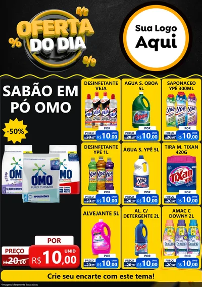 Modelo de Encarte para Encarte A4 Vertical com o tema Oferta Do Dia para Produtos de Limpeza