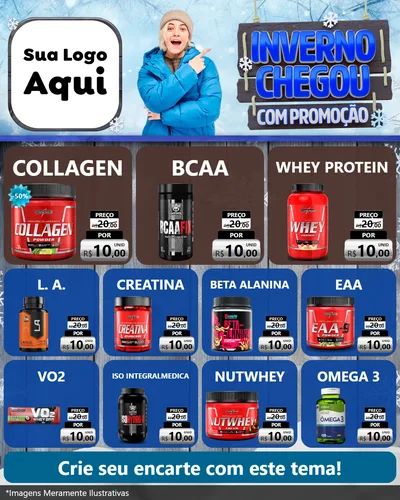 Modelo de Rede Social para Feed Instagram com o tema Inverno Chegou Com Promoção para Suplementos alimentares