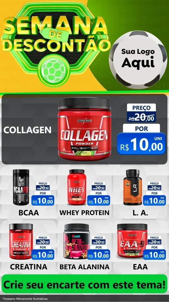 Modelo de Rede Social para Stories com o tema Semana de Descontão - Copa para Suplementos alimentares