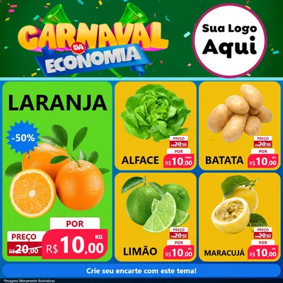 Modelo de Rede Social para Feed Facebook com o tema Carnaval da Economia para Hortifrúti
