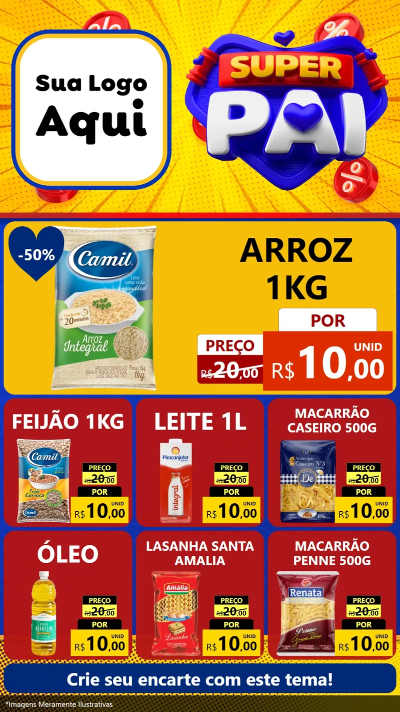 Modelo de Rede Social para Stories com o tema Super Pai para Supermercado