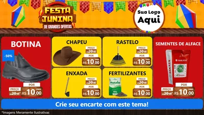 Modelo de TV para TV Horizontal com o tema Festa Junina de Grandes Ofertas para Agropecuária