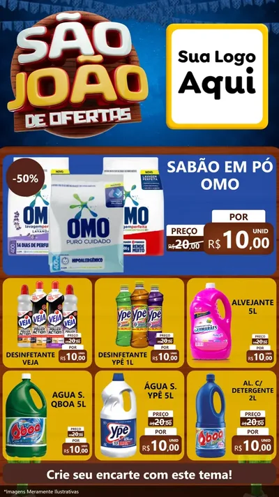 Modelo de Rede Social para Stories com o tema São João Ofertas Imbatíveis! - Junina para Produtos de Limpeza