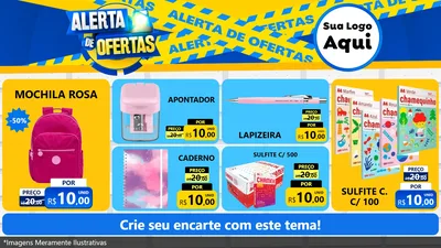 Modelo de TV para TV Horizontal com o tema Alerta de Ofertas para Papelaria