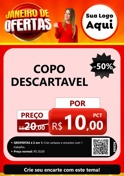 Modelo de Cartaz para Cartaz A4 Vertical com o tema Janeiro de Ofertas para Embalagens
