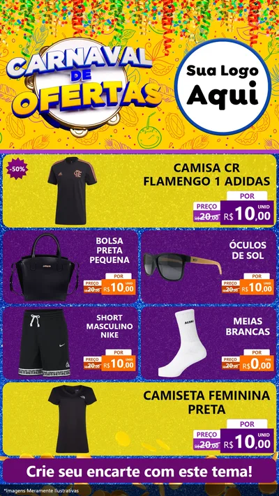 Modelo de TV para TV Vertical com o tema Carnaval de Ofertas para Roupas e acessórios