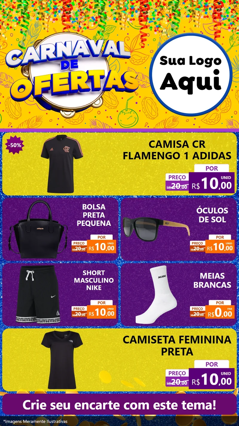 Modelo de TV para TV Vertical com o tema Carnaval de Ofertas para Roupas e acessórios
