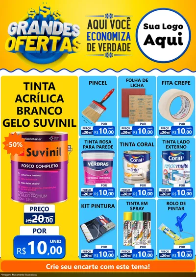 Modelo de Encarte para Encarte A4 Vertical com o tema Grandes Ofertas para Tintas e Ferramentas