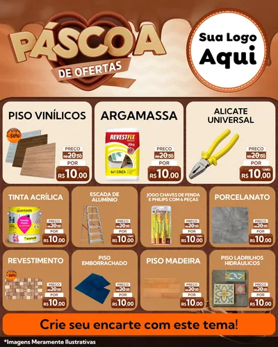 Modelo de Rede Social para Feed Instagram com o tema Páscoa de Ofertas para Material para Construção