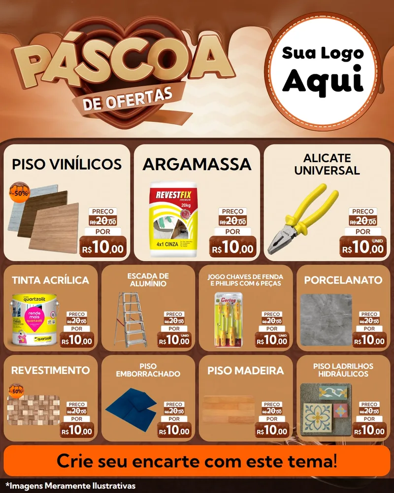 Modelo de Rede Social para Feed Instagram com o tema Páscoa de Ofertas para Material para Construção
