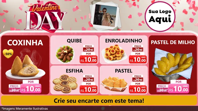 Modelo de TV para TV Horizontal com o tema Valentine's Day para Salgadaria