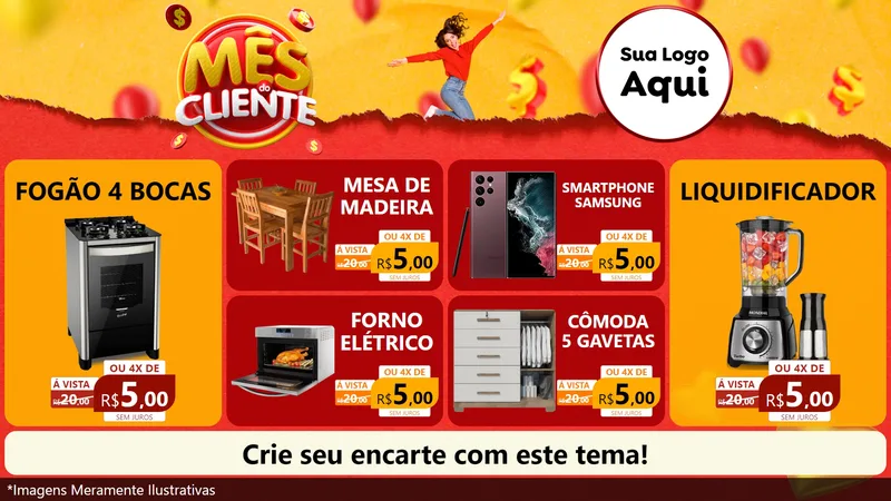 Modelo de TV para TV Horizontal com o tema Mês do Cliente para Móveis e Eletro