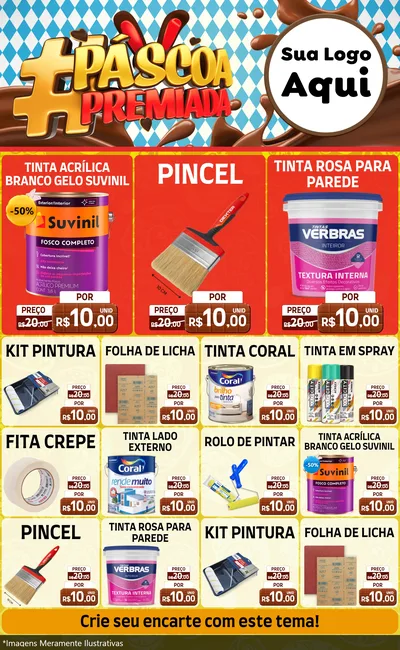 Modelo de Encarte para Encarte Grande com o tema Páscoa Premiada para Tintas e Ferramentas
