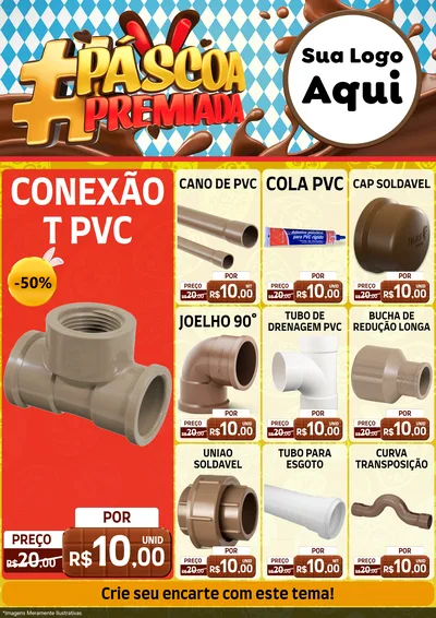 Modelo de Encarte para Encarte A4 Vertical com o tema Páscoa Premiada para Tubos e conexões
