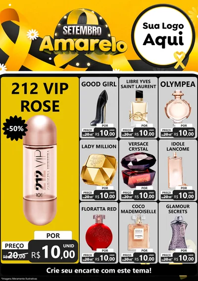 Modelo de Encarte para Encarte A4 Vertical com o tema Setembro Amarelo para Perfumes