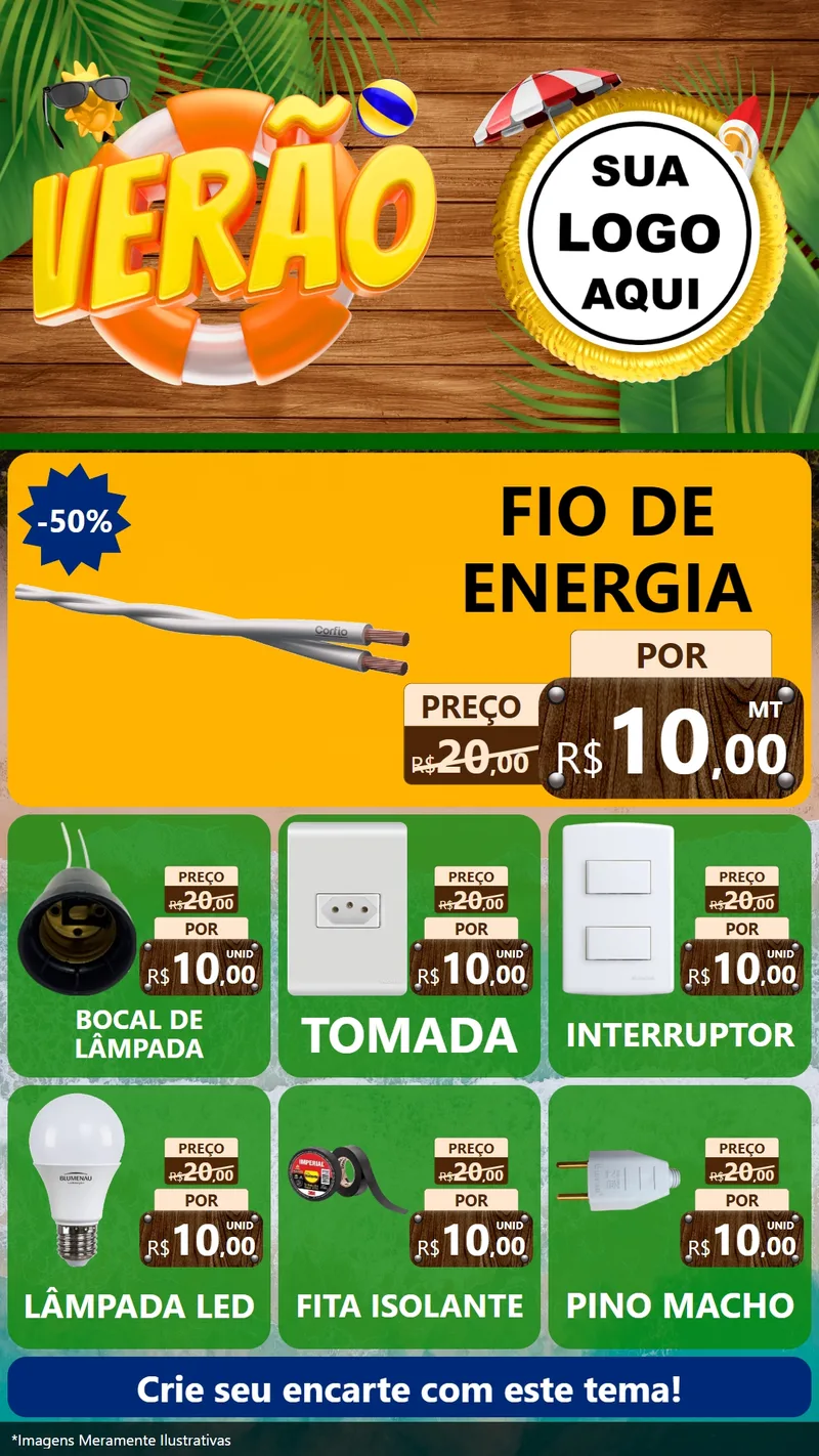 Modelo de Rede Social para Stories com o tema Verão para Materiais Elétricos