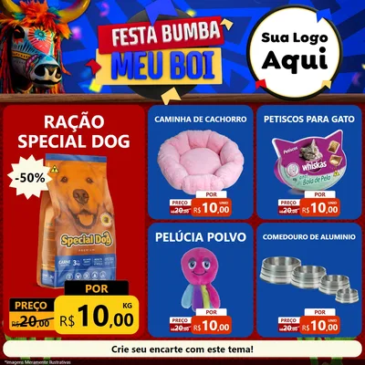 Modelo de Rede Social para Feed Facebook com o tema Festa Bumba meu Boi para Pet Shop