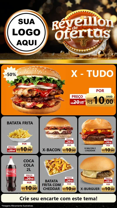 Modelo de Rede Social para Stories com o tema Réveillon de Ofertas para Hamburgueria