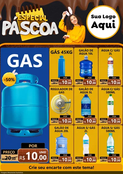 Modelo de Encarte para Encarte A4 Vertical com o tema Especial Páscoa para Água e gás