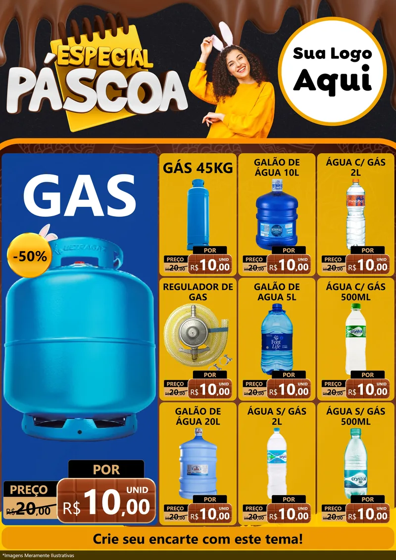 Modelo de Encarte para Encarte A4 Vertical com o tema Especial Páscoa para Água e gás