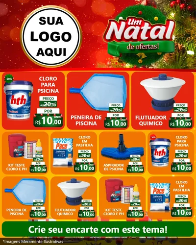Modelo de Rede Social para Feed Instagram com o tema Um Natal de Ofertas para Produtos para Piscina