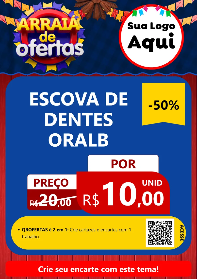 Modelo de Cartaz para Cartaz A4 Vertical com o tema Arraiá de Ofertas para Higiene Pessoal