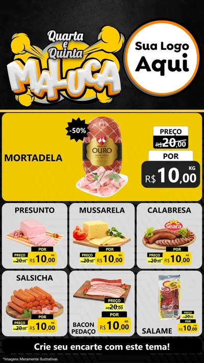 Modelo de Rede Social para Stories com o tema Quarta e Quinta Maluca para Frios e Laticínios