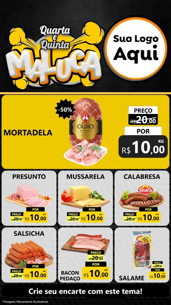 Modelo de Rede Social para Stories com o tema Quarta e Quinta Maluca para Frios e Laticínios
