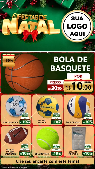 Modelo de Rede Social para Stories com o tema Ofertas de Natal para Artigos Esportivos