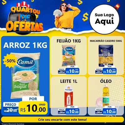 Modelo de Rede Social para Feed Facebook com o tema Quartou de Ofertas para Supermercado