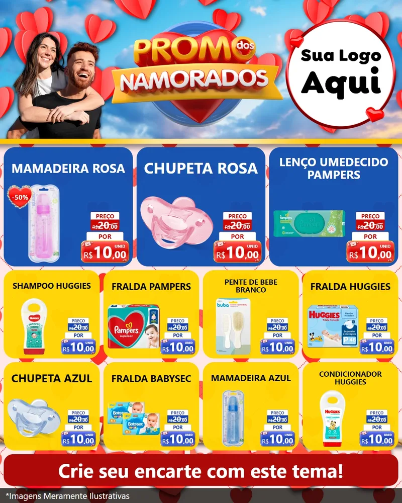 Modelo de Rede Social para Feed Instagram com o tema Promo dos Namorados para Bebês