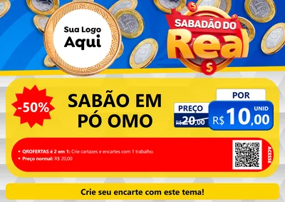 Modelo de Cartaz para Cartaz A4 Horizontal com o tema Sabadão do Real para Produtos de Limpeza
