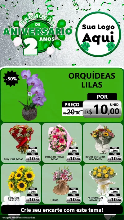 Modelo de Rede Social para Stories com o tema Promoção de Aniversário - 2 Anos para Floricultura e jardim