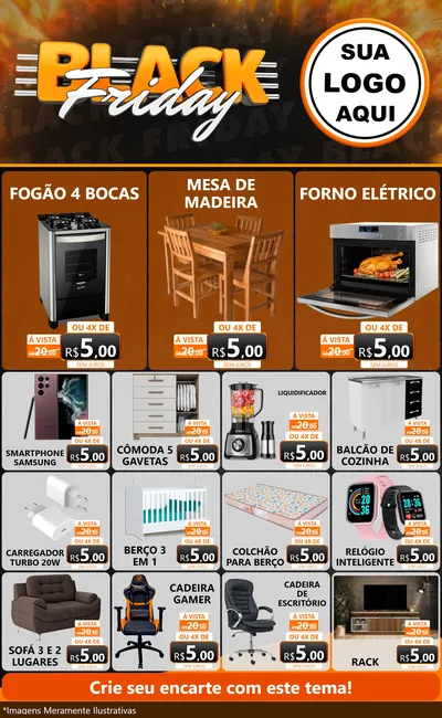 Modelo de Encarte para Encarte Grande com o tema Black Friday para Móveis e Eletro