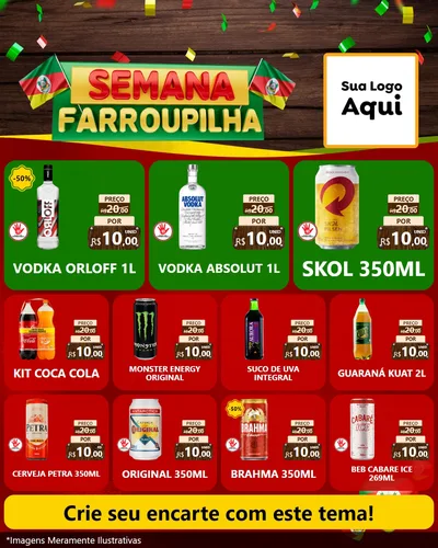 Modelo de Rede Social para Feed Instagram com o tema Semana Farroupilha para Distribuidora de bebidas