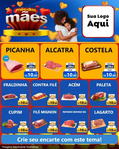 Modelo de Rede Social para Feed Instagram com o tema Mês das Mães para Açougue