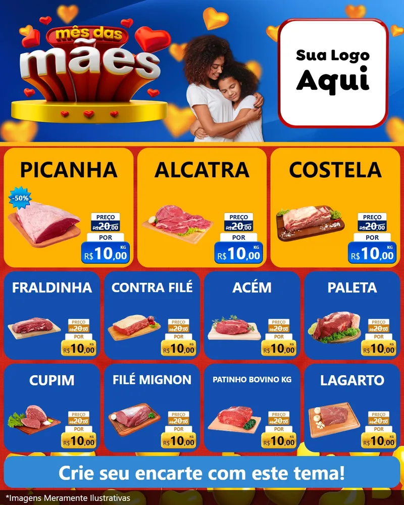 Modelo de Rede Social para Feed Instagram com o tema Mês das Mães para Açougue