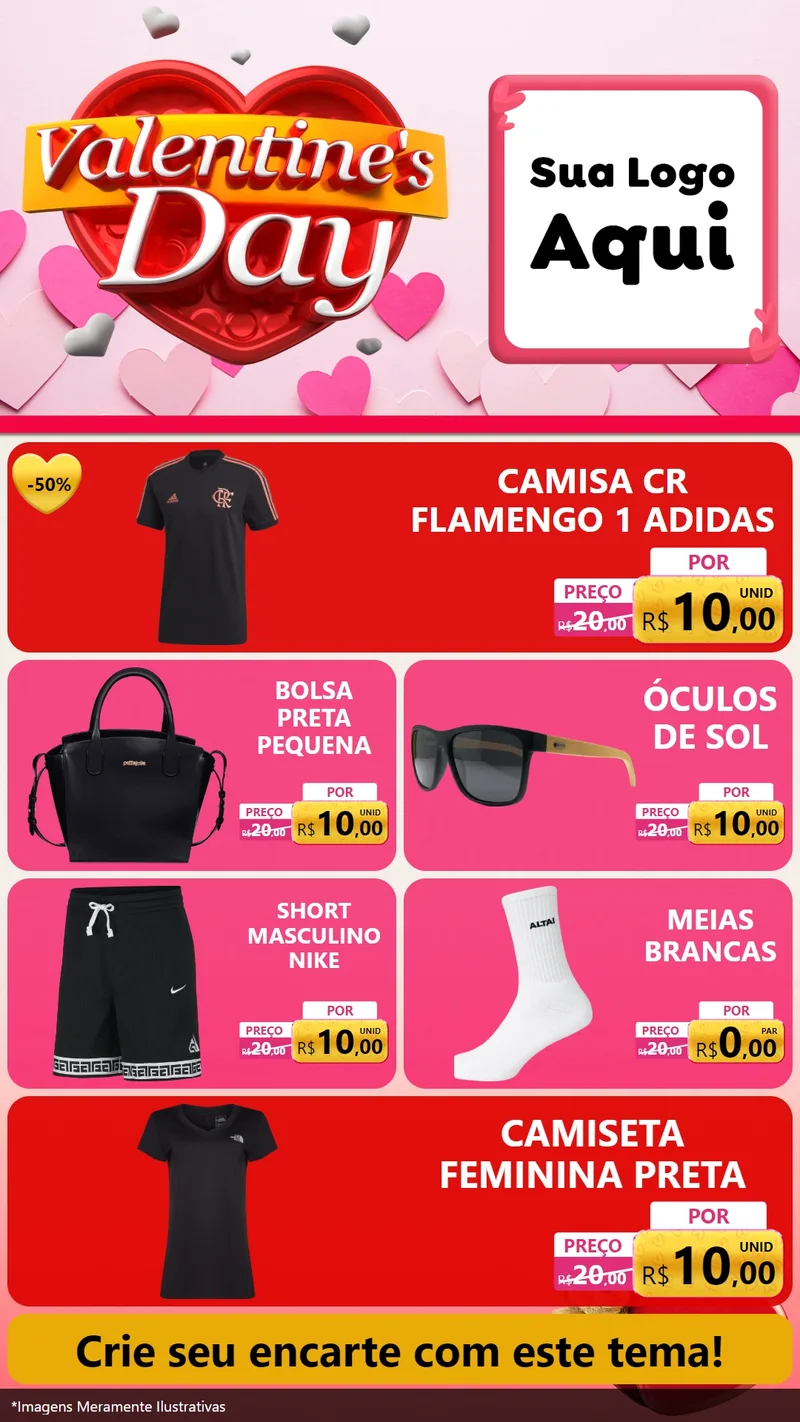 Modelo de TV para TV Vertical com o tema Valentine's Day para Roupas e acessórios