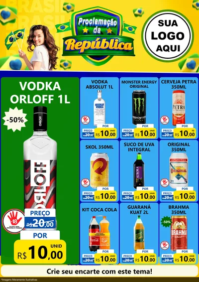 Modelo de Encarte para Encarte A4 Vertical com o tema Proclamação da República para Distribuidora de bebidas