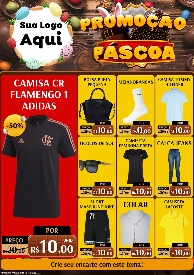 Modelo de Encarte para Encarte A4 Vertical com o tema Promoção Páscoa para Roupas e acessórios