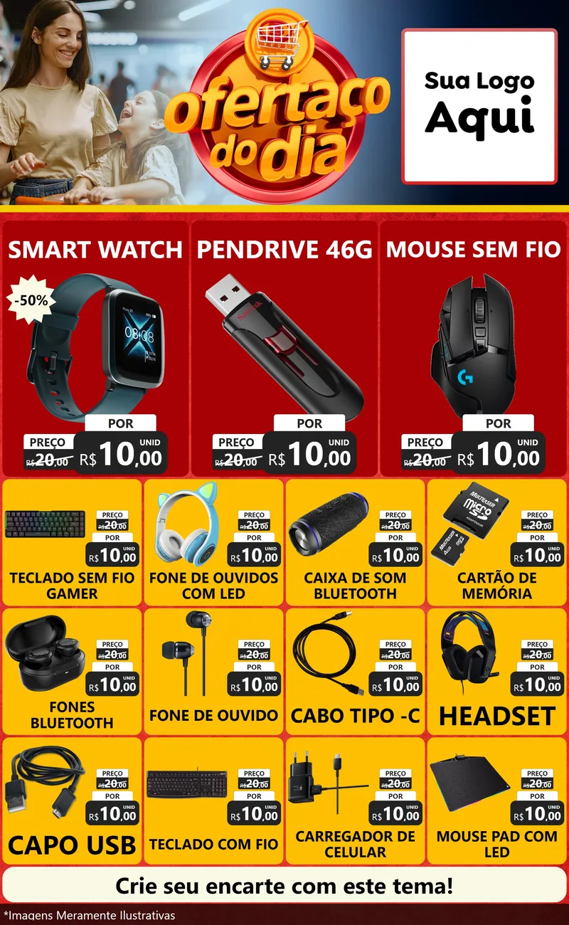 Modelo de Encarte para Encarte Grande com o tema Ofertaço Do Dia para Informática
