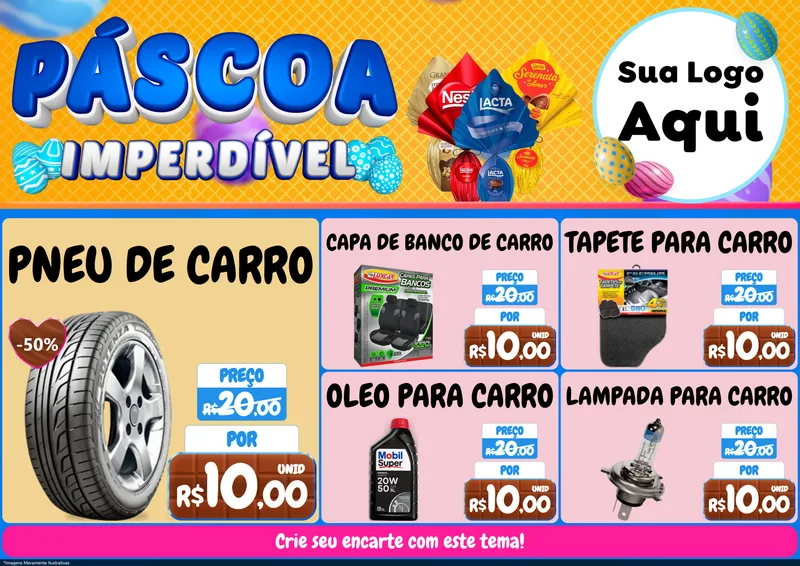 Modelo de Encarte para Encarte A4 Horizontal com o tema Páscoa Imperdível para Auto peças