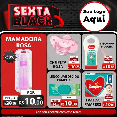 Modelo de Rede Social para Feed Facebook com o tema Sexta Black para Bebês