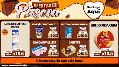 Modelo de TV para TV Horizontal com o tema Ofertas de Páscoa para Frios e Laticínios