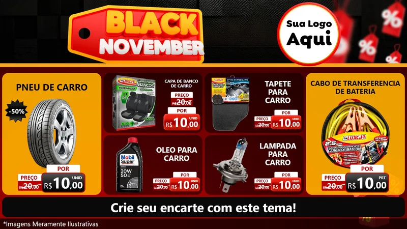 Modelo de TV para TV Horizontal com o tema Black November para Auto peças