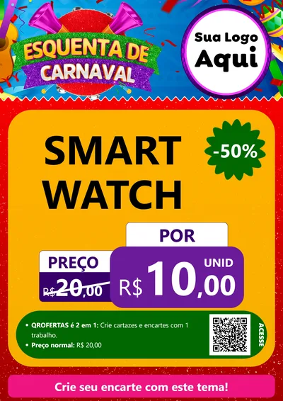 Modelo de Cartaz para Cartaz A4 Vertical com o tema Esquenta de Carnaval para Informática
