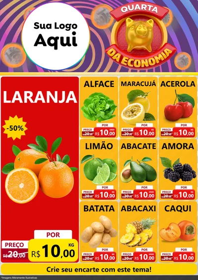 Modelo de Encarte para Encarte A4 Vertical com o tema Quarta da Economia para Hortifrúti