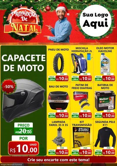 Modelo de Encarte para Encarte A4 Vertical com o tema Promoção de Natal para Moto peças